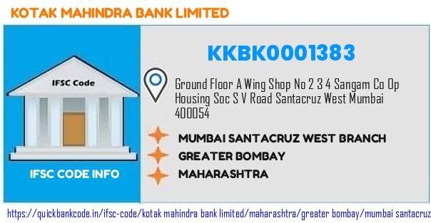Kotak Mahindra Bank Mumbai Santacruz West Branch KKBK0001383 IFSC Code