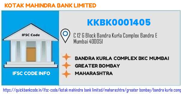 Kotak Mahindra Bank Bandra Kurla Complex Bkc Mumbai KKBK0001405 IFSC Code