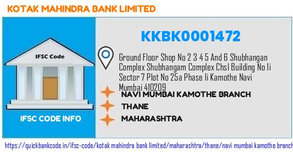 Kotak Mahindra Bank Navi Mumbai Kamothe Branch KKBK0001472 IFSC Code