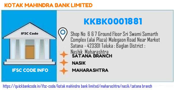 Kotak Mahindra Bank Satana Branch KKBK0001881 IFSC Code