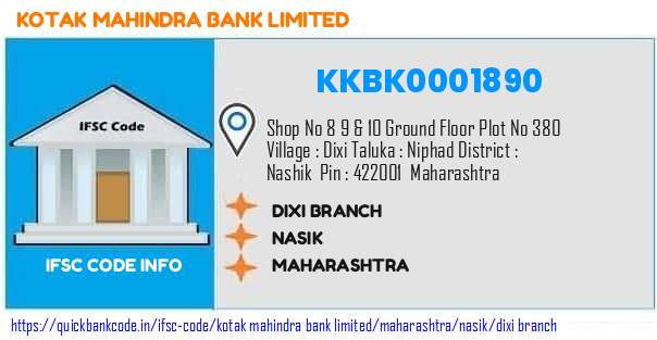 Kotak Mahindra Bank Dixi Branch KKBK0001890 IFSC Code