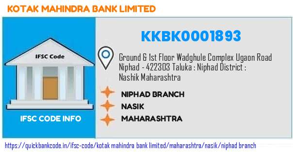 Kotak Mahindra Bank Niphad Branch KKBK0001893 IFSC Code