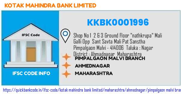 Kotak Mahindra Bank Pimpalgaon Malvi Branch KKBK0001996 IFSC Code