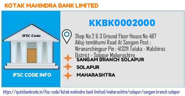 Kotak Mahindra Bank Sangam Branch Solapur KKBK0002000 IFSC Code