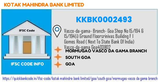 Kotak Mahindra Bank Mormugao Vasco Da Gama Branch KKBK0002493 IFSC Code