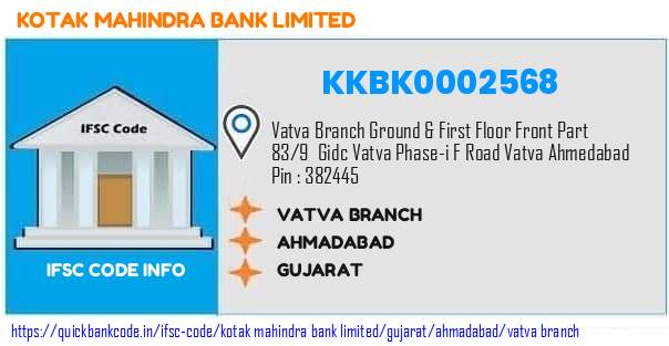 Kotak Mahindra Bank Vatva Branch KKBK0002568 IFSC Code