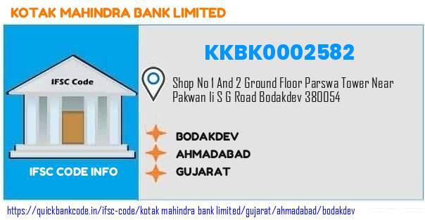 Kotak Mahindra Bank Bodakdev KKBK0002582 IFSC Code