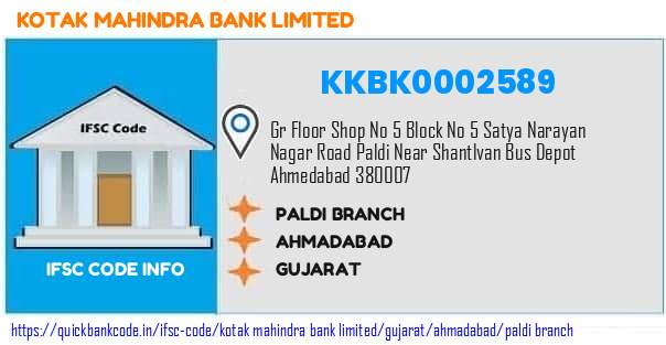 Kotak Mahindra Bank Paldi Branch KKBK0002589 IFSC Code