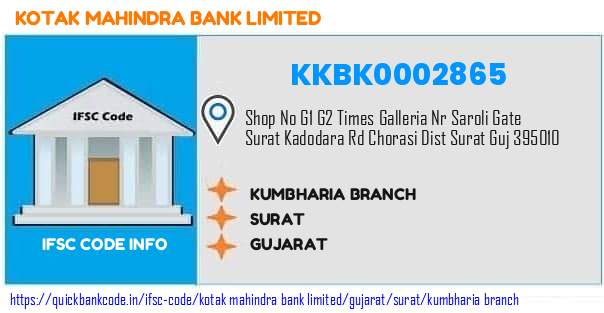 Kotak Mahindra Bank Kumbharia Branch KKBK0002865 IFSC Code