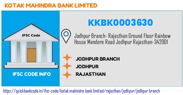 Kotak Mahindra Bank Jodhpur Branch KKBK0003630 IFSC Code