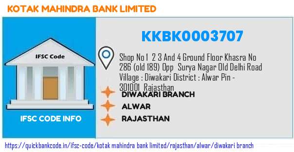 Kotak Mahindra Bank Diwakari Branch KKBK0003707 IFSC Code