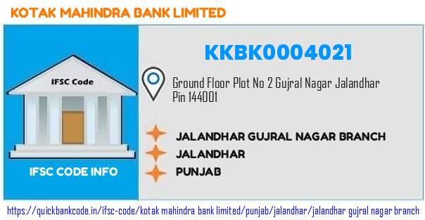 Kotak Mahindra Bank Jalandhar Gujral Nagar Branch KKBK0004021 IFSC Code