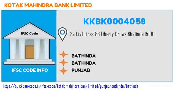Kotak Mahindra Bank Bathinda KKBK0004059 IFSC Code