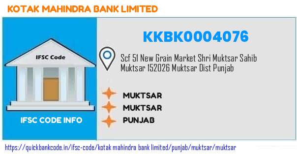 Kotak Mahindra Bank Muktsar KKBK0004076 IFSC Code