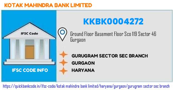 Kotak Mahindra Bank Gurugram Sector Sec Branch KKBK0004272 IFSC Code