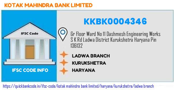 Kotak Mahindra Bank Ladwa Branch KKBK0004346 IFSC Code