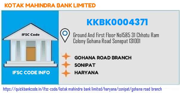 Kotak Mahindra Bank Gohana Road Branch KKBK0004371 IFSC Code