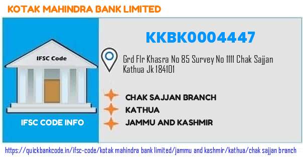 Kotak Mahindra Bank Chak Sajjan Branch KKBK0004447 IFSC Code