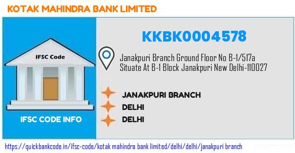 Kotak Mahindra Bank Janakpuri Branch KKBK0004578 IFSC Code