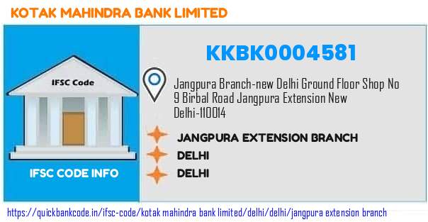 Kotak Mahindra Bank Jangpura Extension Branch KKBK0004581 IFSC Code
