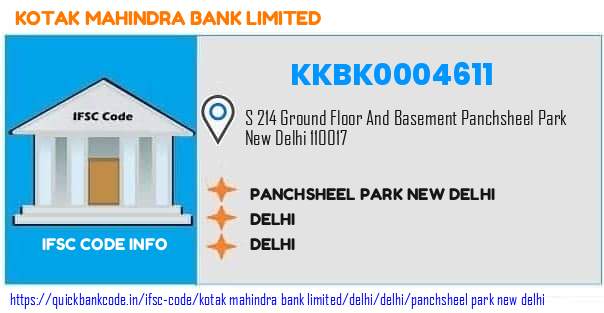 Kotak Mahindra Bank Panchsheel Park New Delhi KKBK0004611 IFSC Code