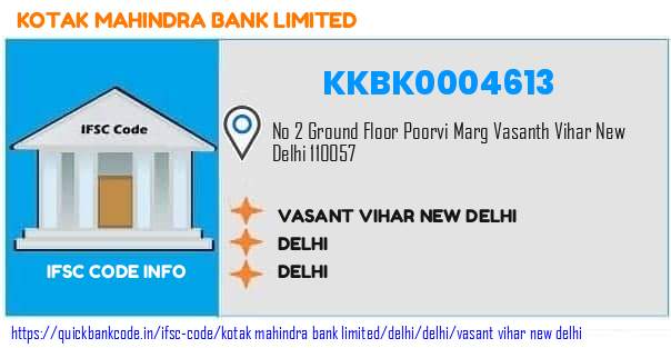 Kotak Mahindra Bank Vasant Vihar New Delhi KKBK0004613 IFSC Code