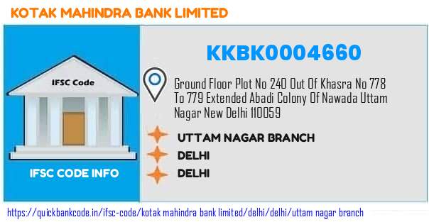 Kotak Mahindra Bank Uttam Nagar Branch KKBK0004660 IFSC Code
