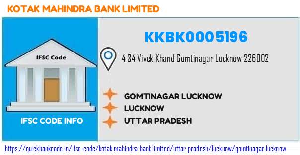 Kotak Mahindra Bank Gomtinagar Lucknow KKBK0005196 IFSC Code
