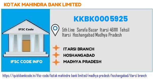 Kotak Mahindra Bank Itarsi Branch KKBK0005925 IFSC Code