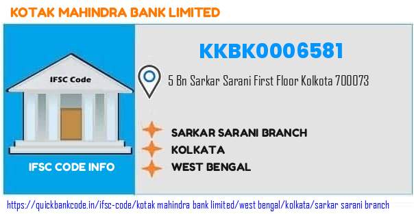 Kotak Mahindra Bank Sarkar Sarani Branch KKBK0006581 IFSC Code