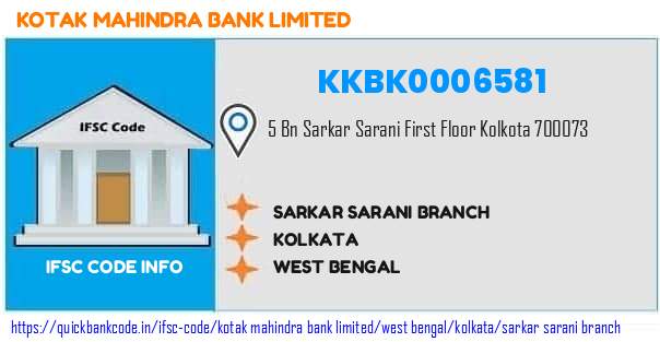 KKBK0006581 Kotak Mahindra Bank. SARKAR SARANI BRANCH