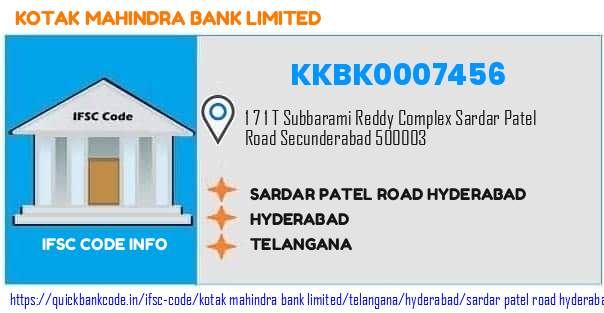 Kotak Mahindra Bank Sardar Patel Road Hyderabad KKBK0007456 IFSC Code