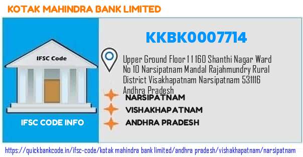 Kotak Mahindra Bank Narsipatnam KKBK0007714 IFSC Code