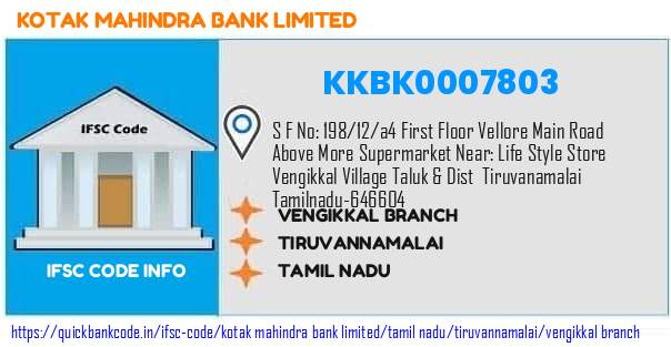Kotak Mahindra Bank Vengikkal Branch KKBK0007803 IFSC Code