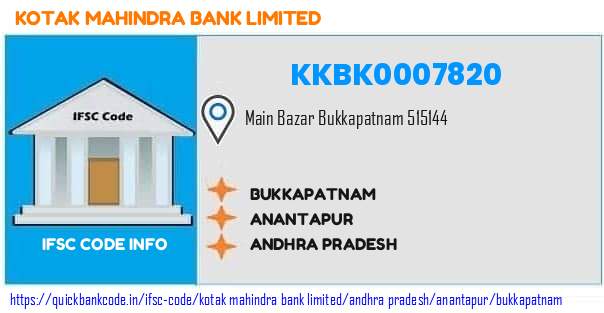 Kotak Mahindra Bank Bukkapatnam KKBK0007820 IFSC Code