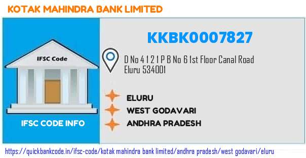 Kotak Mahindra Bank Eluru KKBK0007827 IFSC Code