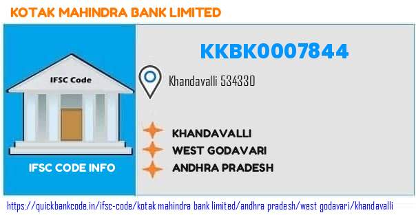 Kotak Mahindra Bank Khandavalli KKBK0007844 IFSC Code