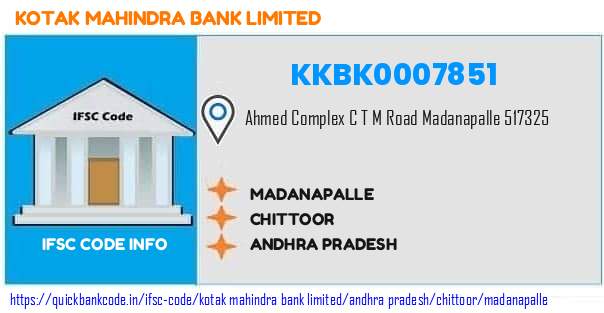 KKBK0007851 Kotak Mahindra Bank. MADANAPALLE