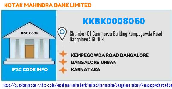 Kotak Mahindra Bank Kempegowda Road Bangalore KKBK0008050 IFSC Code