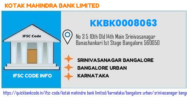 Kotak Mahindra Bank Srinivasanagar Bangalore KKBK0008063 IFSC Code