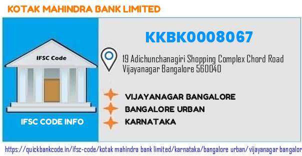 Kotak Mahindra Bank Vijayanagar Bangalore KKBK0008067 IFSC Code