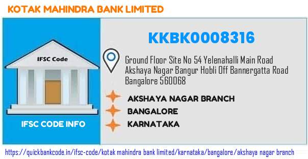 KKBK0008316 Kotak Mahindra Bank. AKSHAYA NAGAR BRANCH