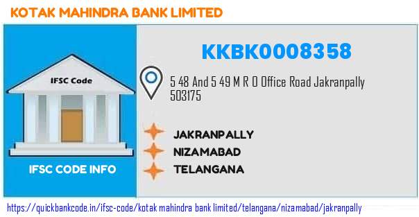 Kotak Mahindra Bank Jakranpally KKBK0008358 IFSC Code