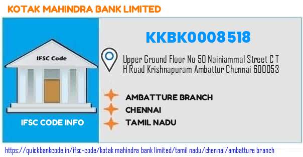 Kotak Mahindra Bank Ambatture Branch KKBK0008518 IFSC Code