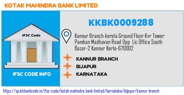 Kotak Mahindra Bank Kannur Branch KKBK0009288 IFSC Code