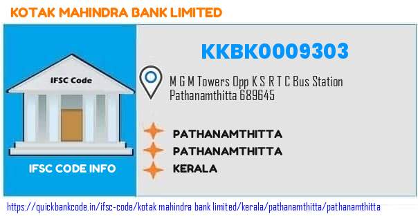 Kotak Mahindra Bank Pathanamthitta KKBK0009303 IFSC Code