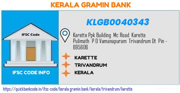 Kerala Gramin Bank Karette KLGB0040343 IFSC Code