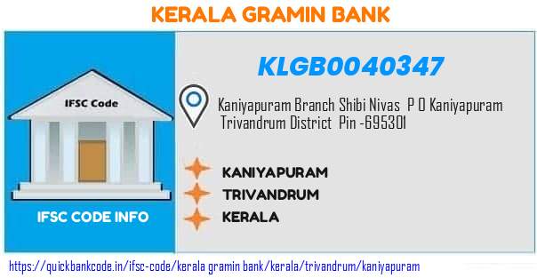 Kerala Gramin Bank Kaniyapuram KLGB0040347 IFSC Code