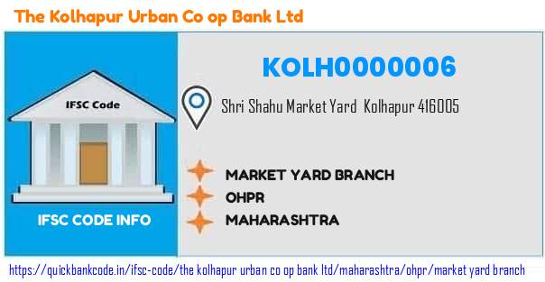 KOLH0000006 Kolhapur Urban Co-operative Bank. MARKET YARD BRANCH