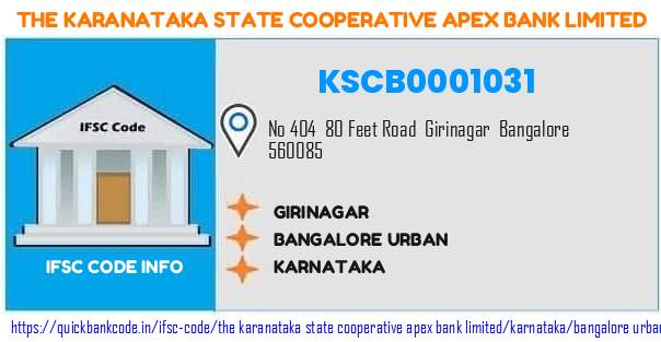 The Karanataka State Cooperative Apex Bank Girinagar KSCB0001031 IFSC Code